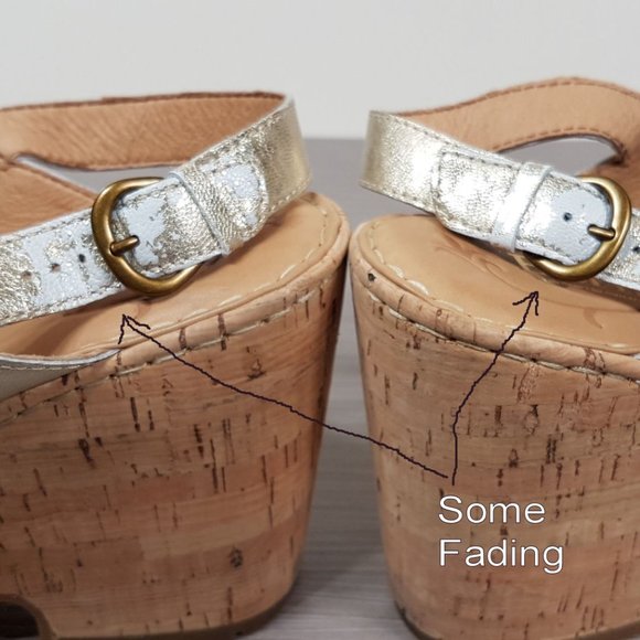 Børn 'Jenni' Demi-Wedge Sandal Cream Metallic Leather Women's Size 10 M - Picture 8 of 9